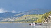 Bac de Dawson City sur le fleuve Yukon, Yukon, Canada